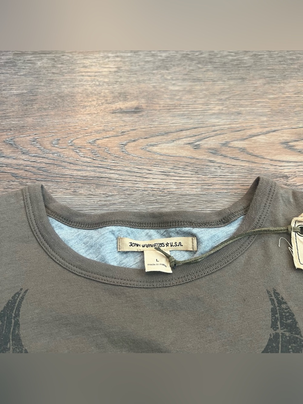 USA John Varvatos USA Eagle Graphic T-Shirt Men’s Large Brown Distressed Rocker - Picture 8 of 11